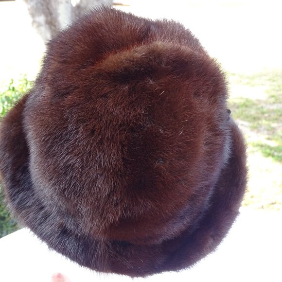 Dark Brown Brimmed Mink Hat Small main image 4
